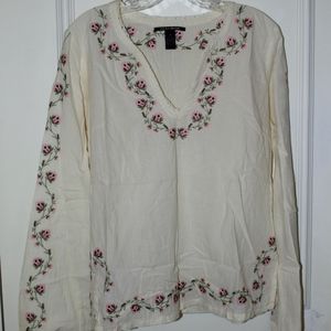 Lucky Brand Floral Embroidered Top